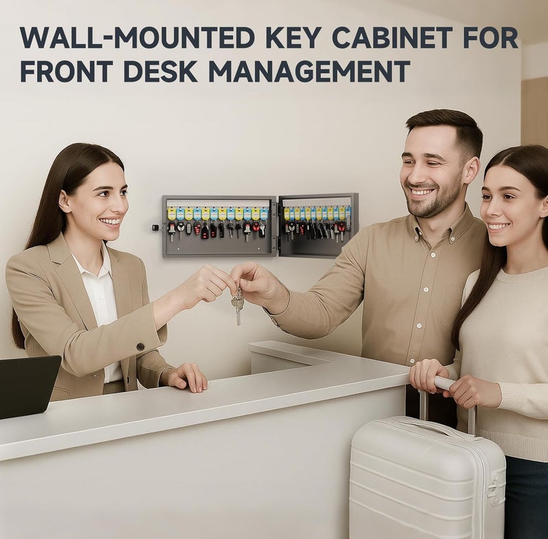 WeHere 24-Key Lock Box, Cabinet with Combination Lock & Key Tags, Wall Mount Lockbox for Garage, Office, Home - Image 4